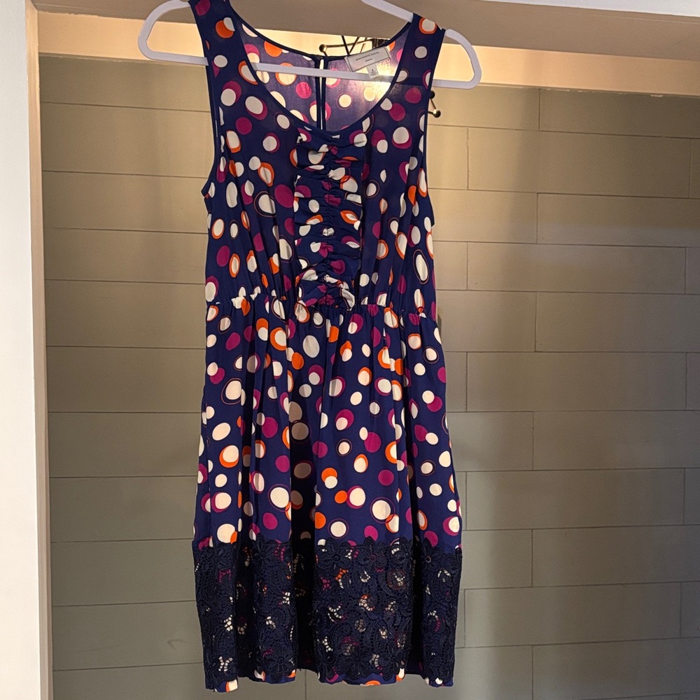 Anthropologie Moulinette Soeurs Navy Polka Dot Mini Dress